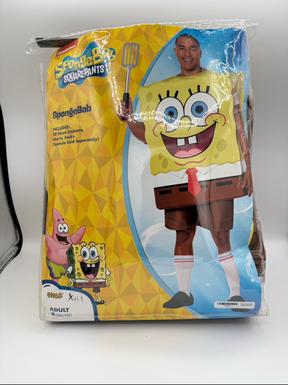 SpongeBob SquarePants 3D Foam Adult Costume SM no socks Halloween